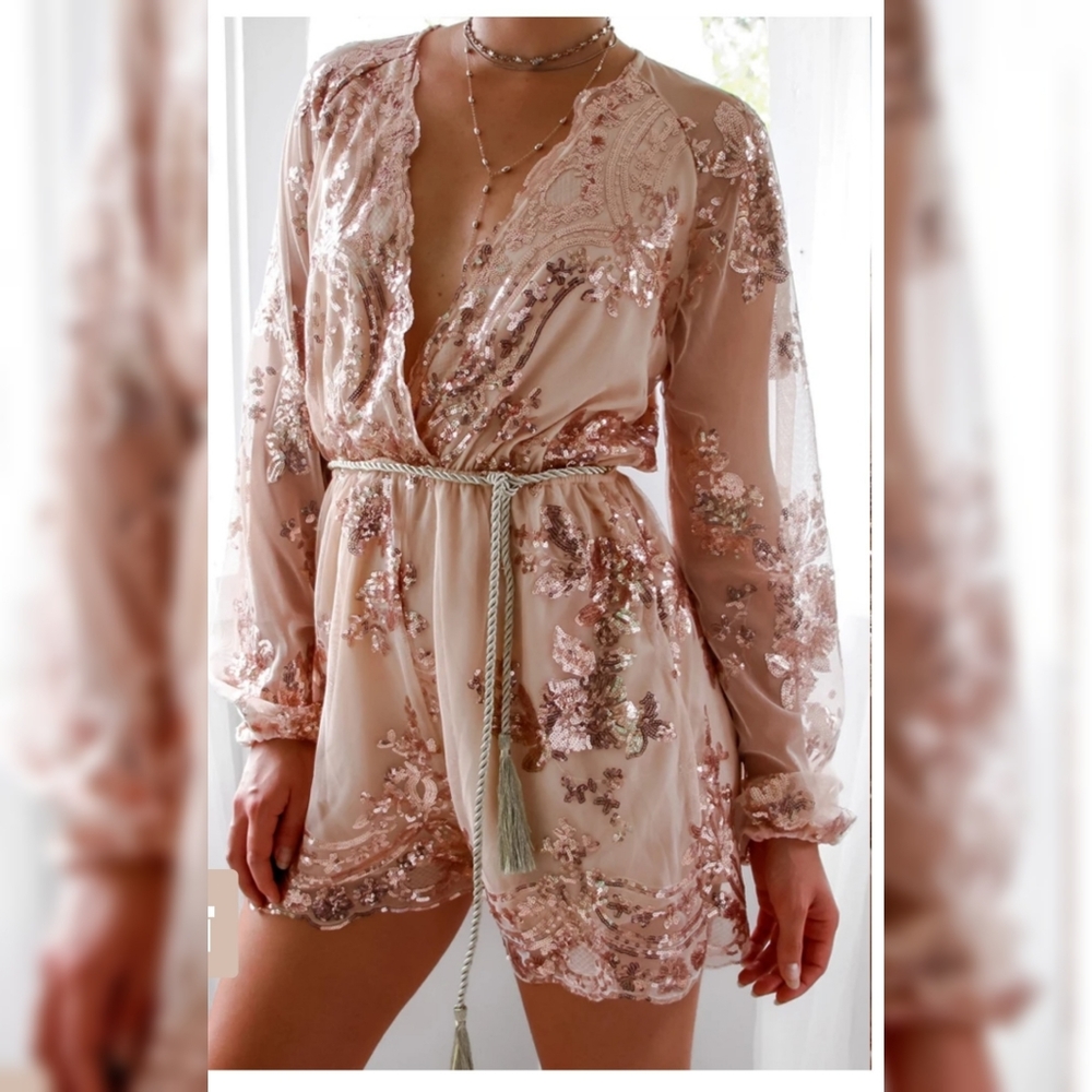 NWT The stunner boutique Gold jump suit
